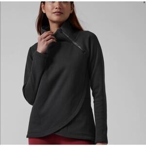 Athleta Women's Black Kozy Karma Sweatshirt Sz XL Pullover Athleisure Cozy FLAW